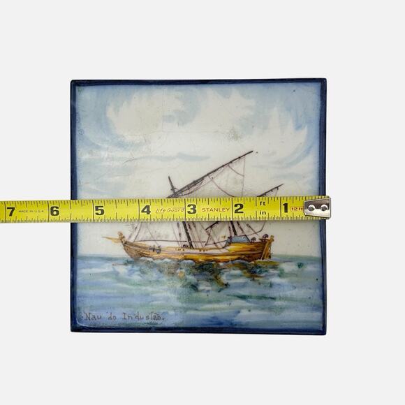 Portuguese Tile Ship Nau do Indusiao Handpainted Battistini de Maria de Portugal - Picture 11 of 12